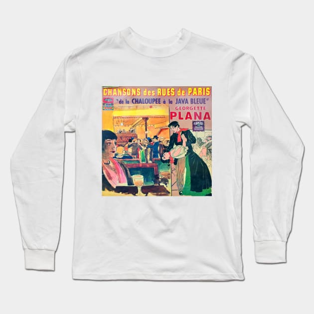 Chansons, French vintage record sleeve Long Sleeve T-Shirt by JonDelorme